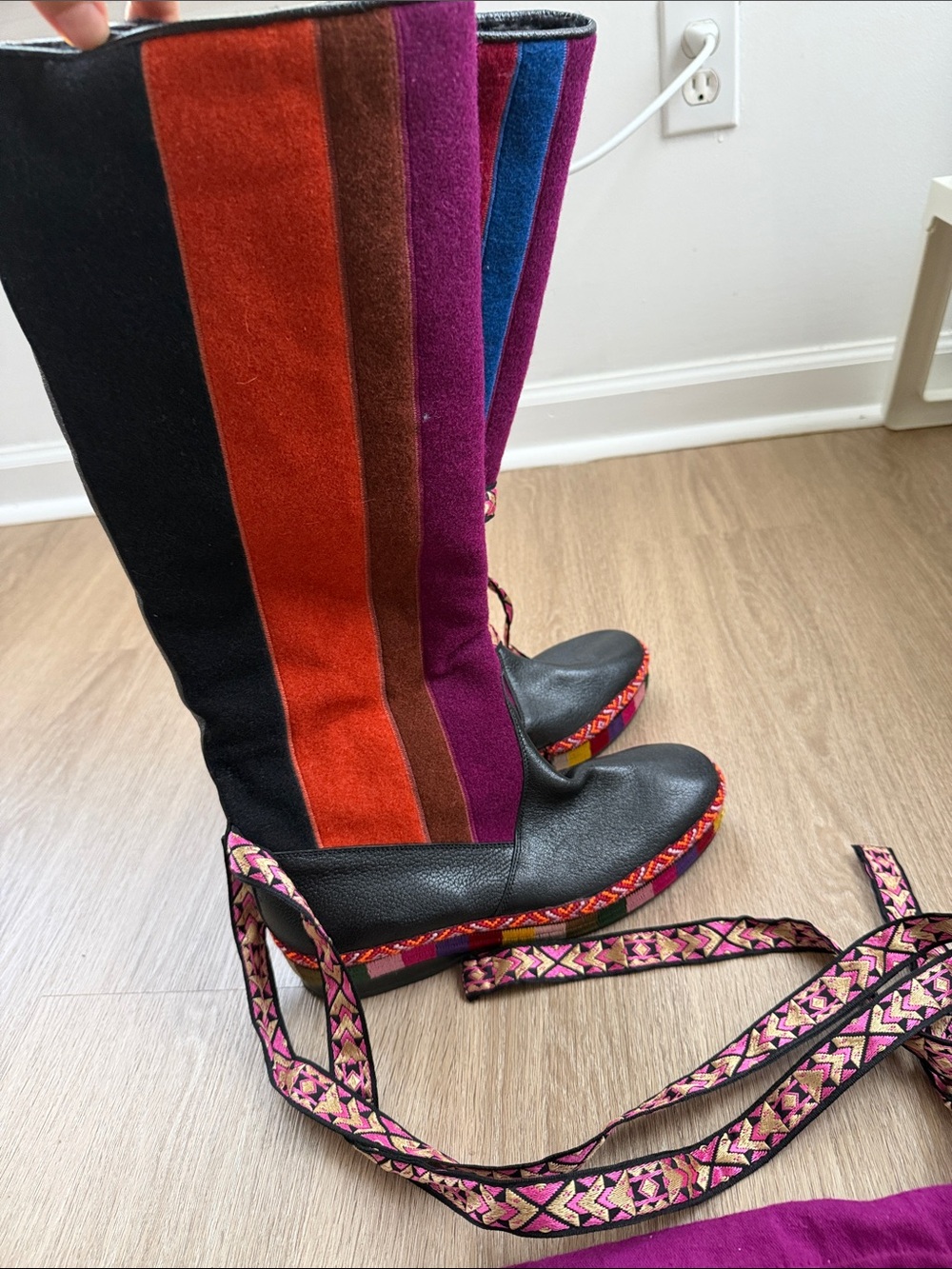 ETRO Women’s EU 39 Multicolor Knee-High Winter Boots Made in Italy New - Picture 9 of 13